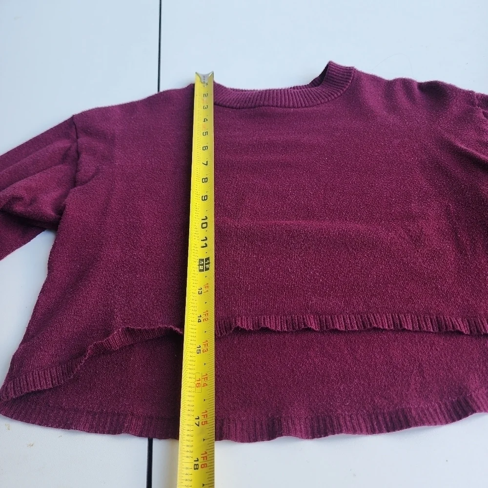 Free Assembly Kids Girls Burgundy Pullover Sweater Crop Top Long Sleeve M (7/8)
